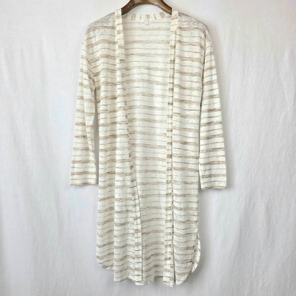 Maurices Long Open Front Striped Duster Cardigan M - Picture 2 of 10